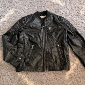 🍁😎 H&M Vegan Leather Kids Moto Jacket Sz 8-9Y